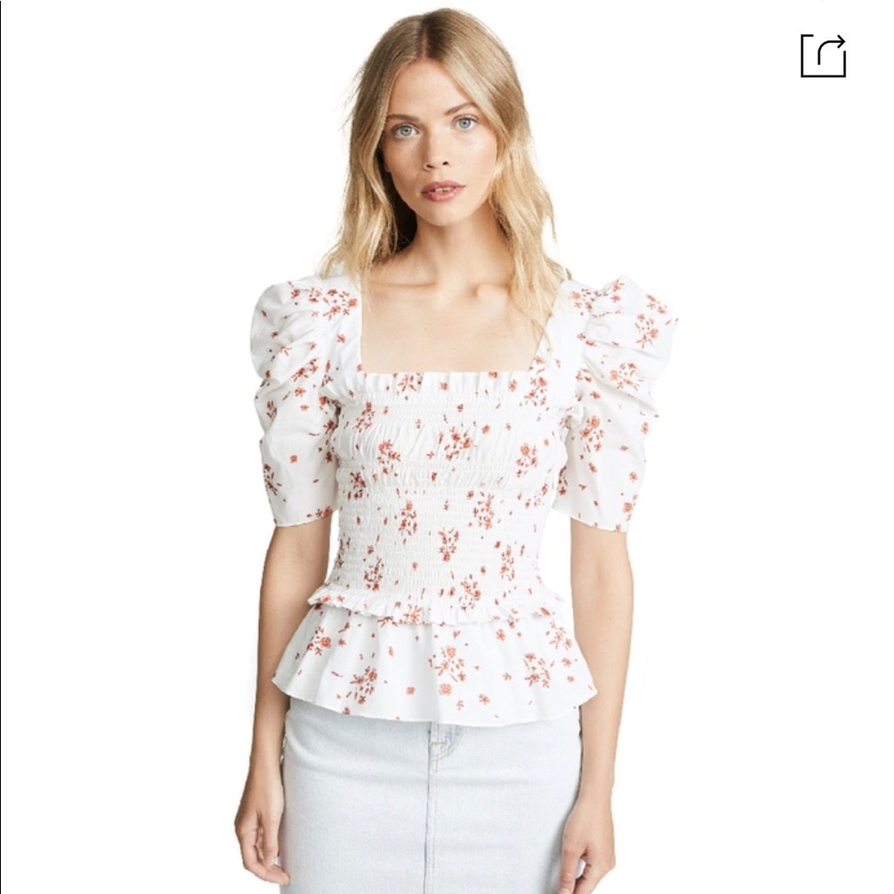 AMANDA UPRICHARD
Puff Sleeve Top In White Ditsy Floral